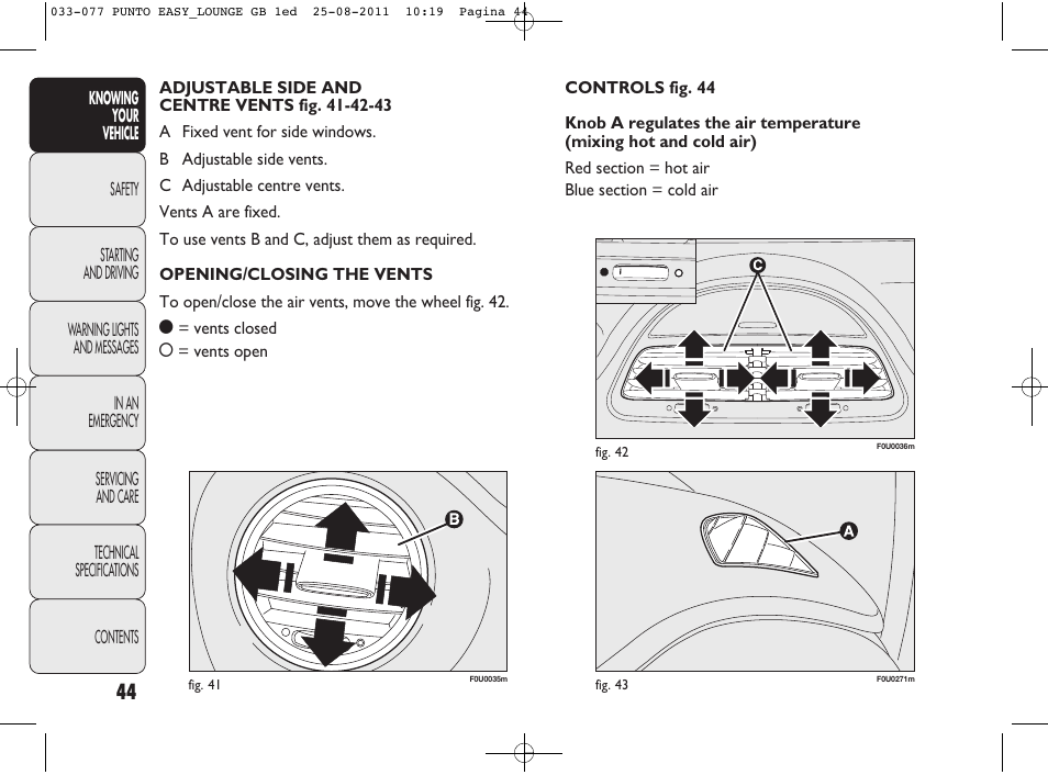 FIAT Punto 2012 User Manual | Page 46 / 267