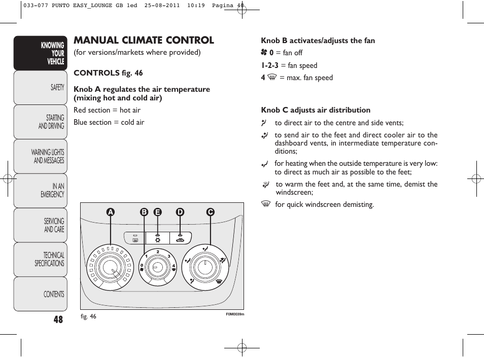 FIAT Punto 2012 User Manual | Page 50 / 267