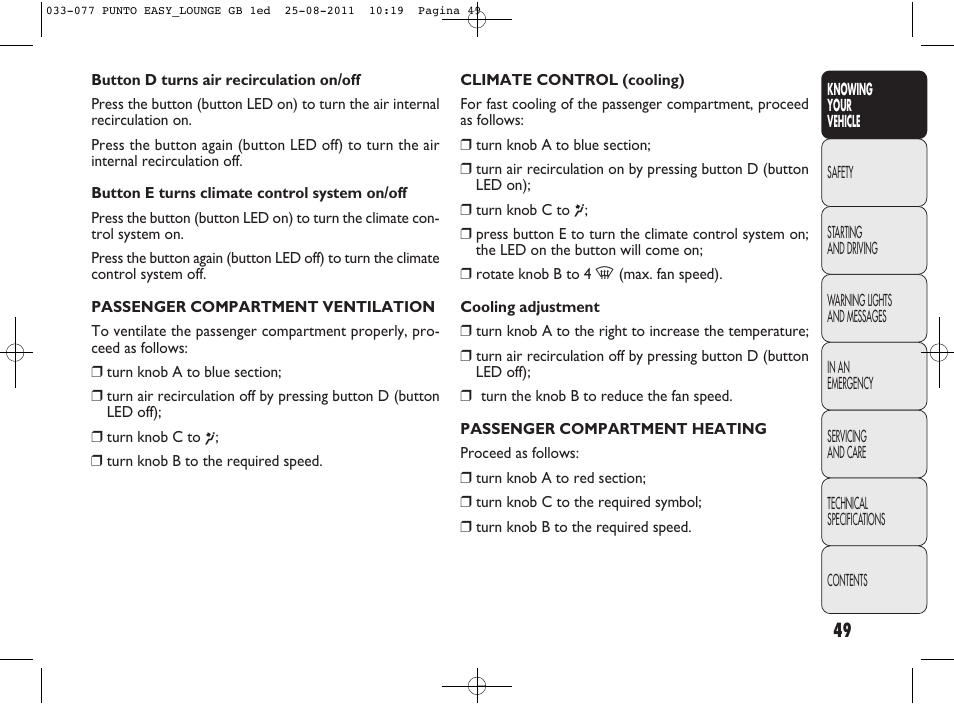 FIAT Punto 2012 User Manual | Page 51 / 267