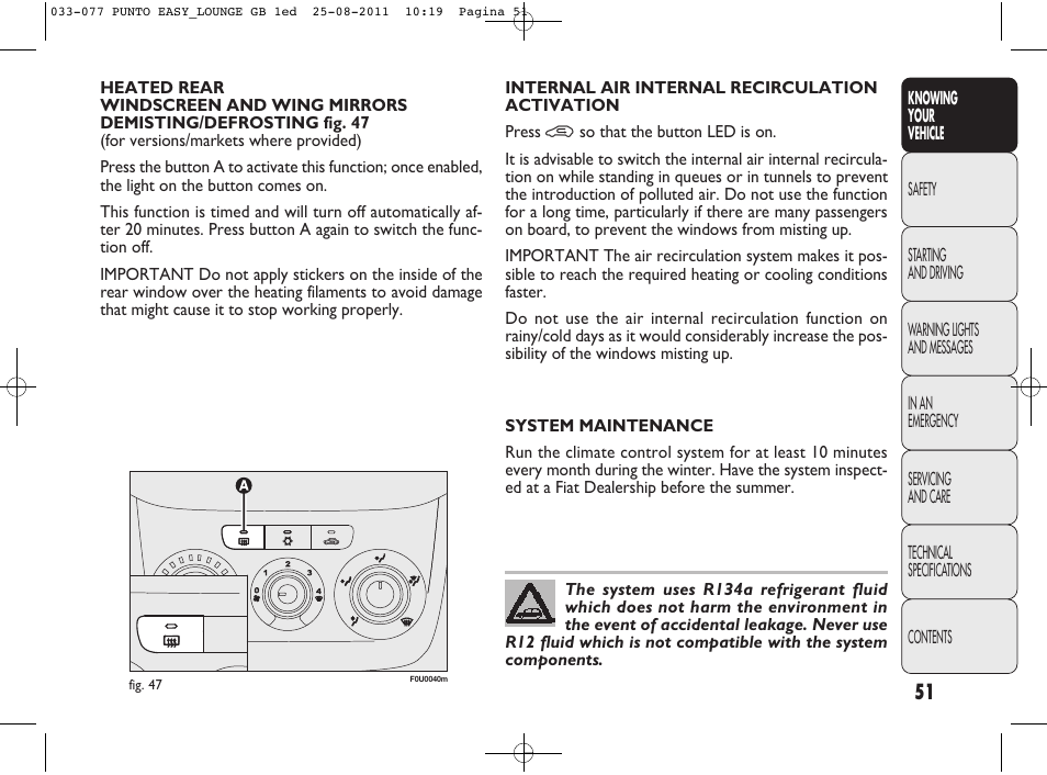 FIAT Punto 2012 User Manual | Page 53 / 267