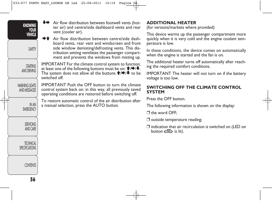 FIAT Punto 2012 User Manual | Page 58 / 267