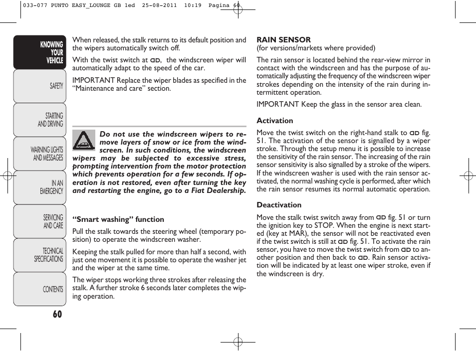 FIAT Punto 2012 User Manual | Page 62 / 267