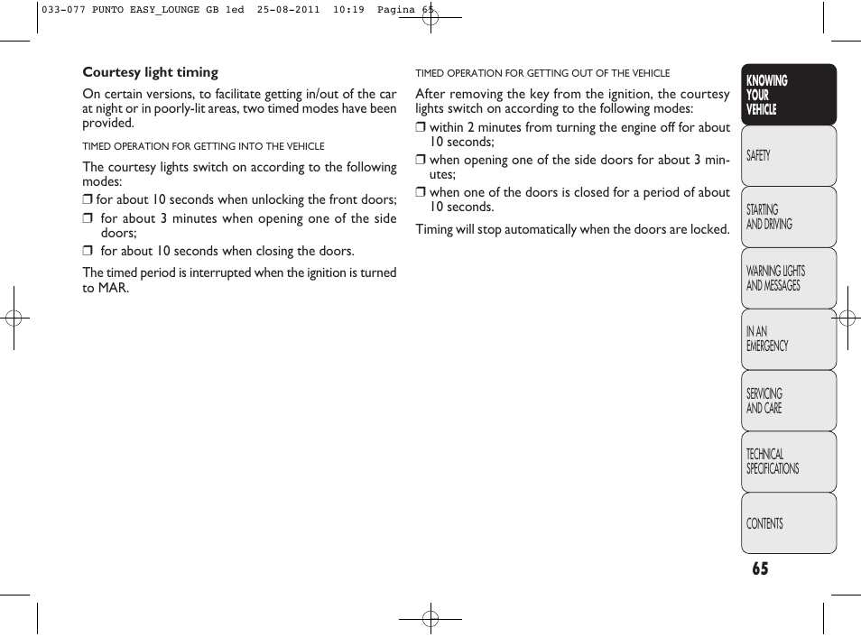 FIAT Punto 2012 User Manual | Page 67 / 267