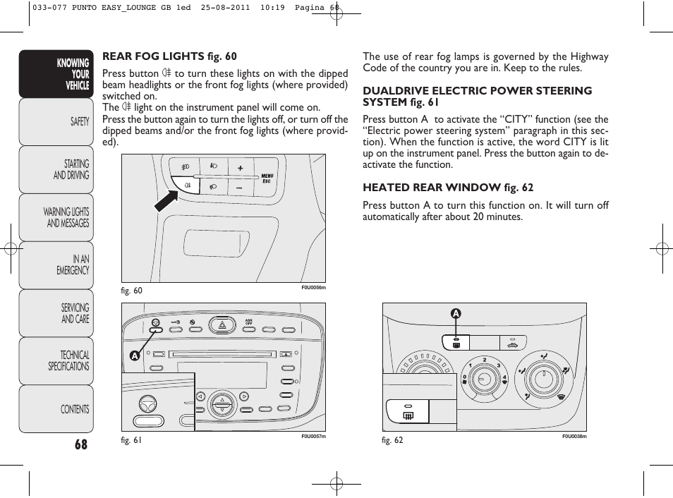 FIAT Punto 2012 User Manual | Page 70 / 267