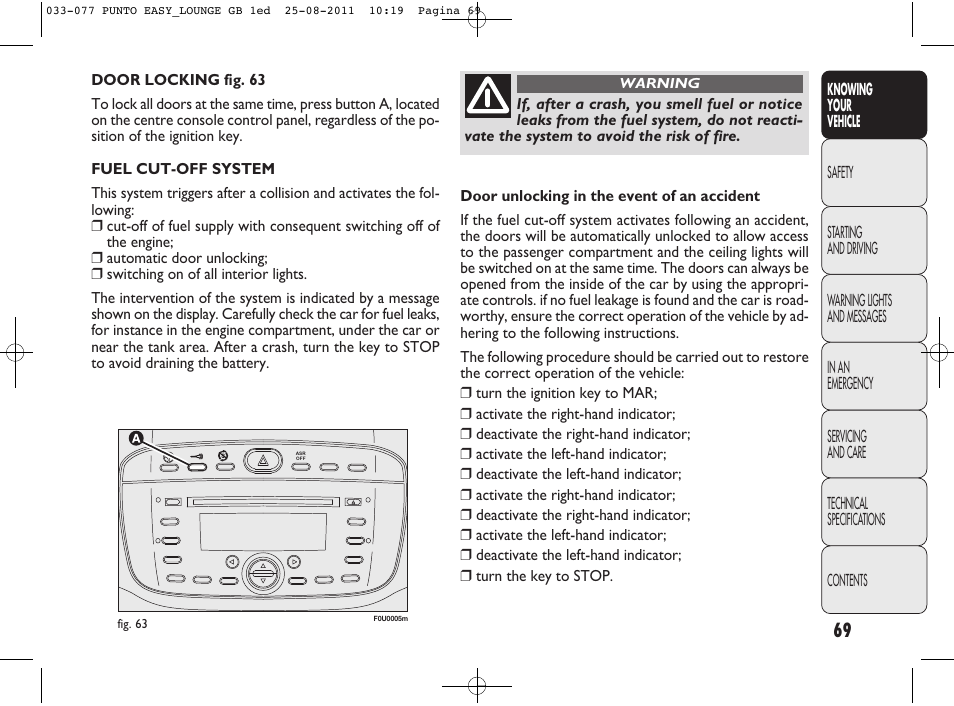 FIAT Punto 2012 User Manual | Page 71 / 267