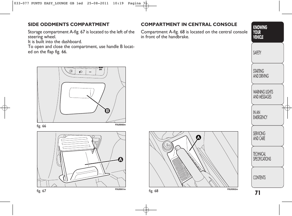 FIAT Punto 2012 User Manual | Page 73 / 267