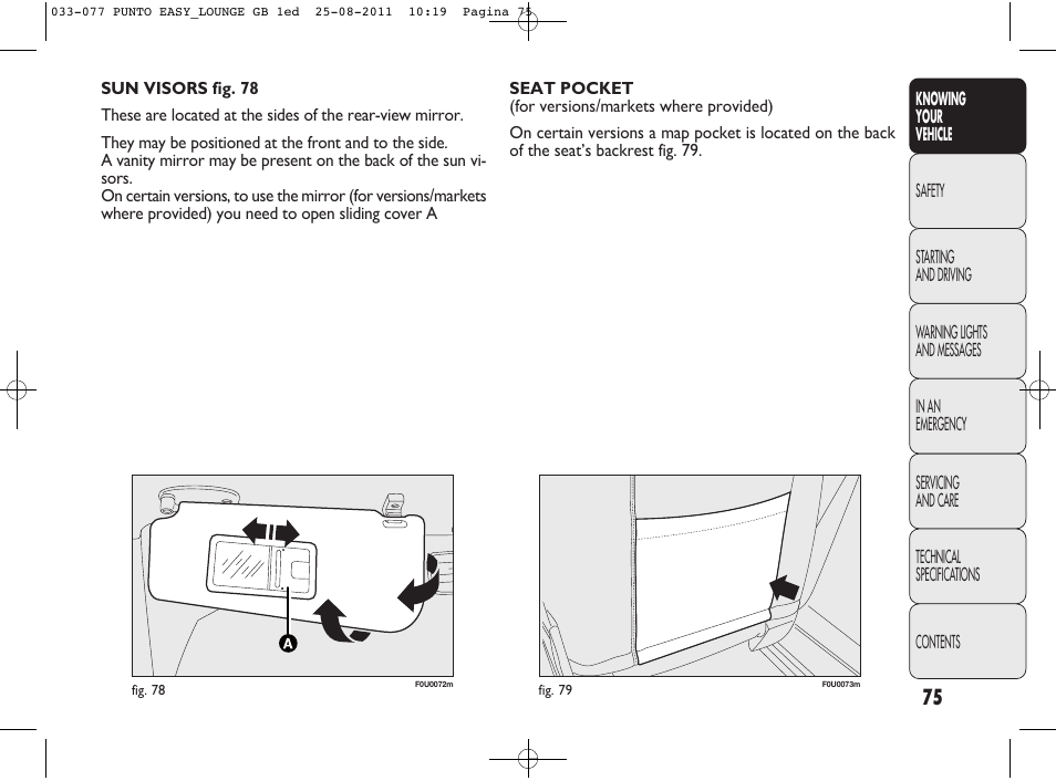 FIAT Punto 2012 User Manual | Page 77 / 267