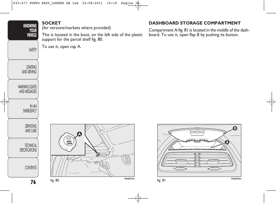 FIAT Punto 2012 User Manual | Page 78 / 267