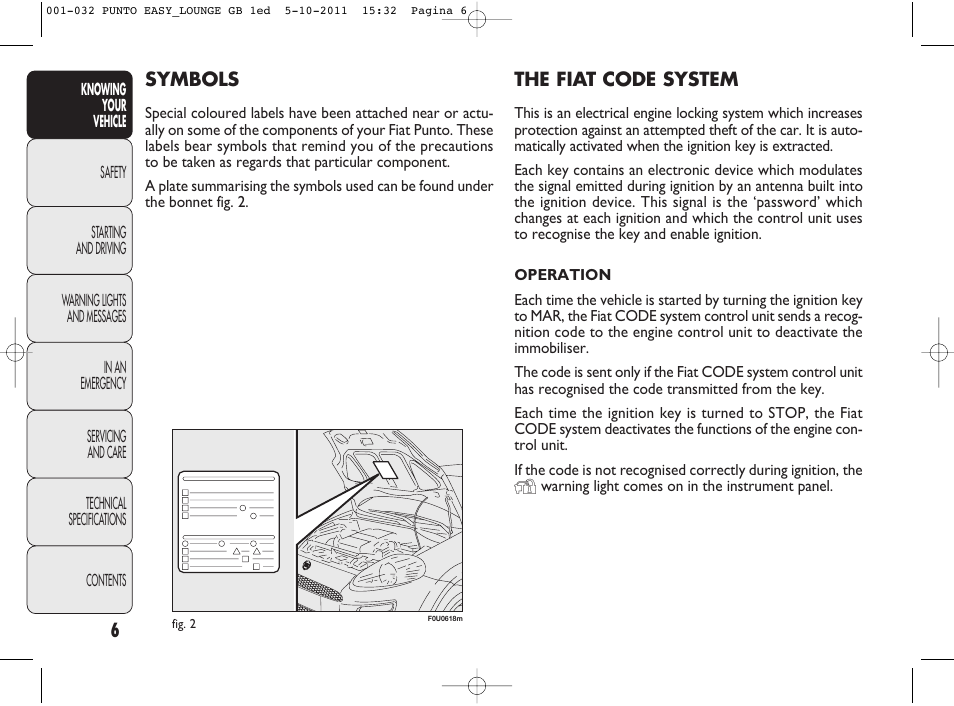 FIAT Punto 2012 User Manual | Page 8 / 267