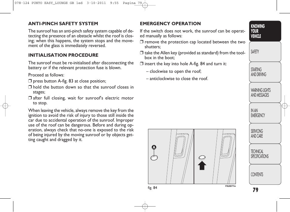 FIAT Punto 2012 User Manual | Page 81 / 267