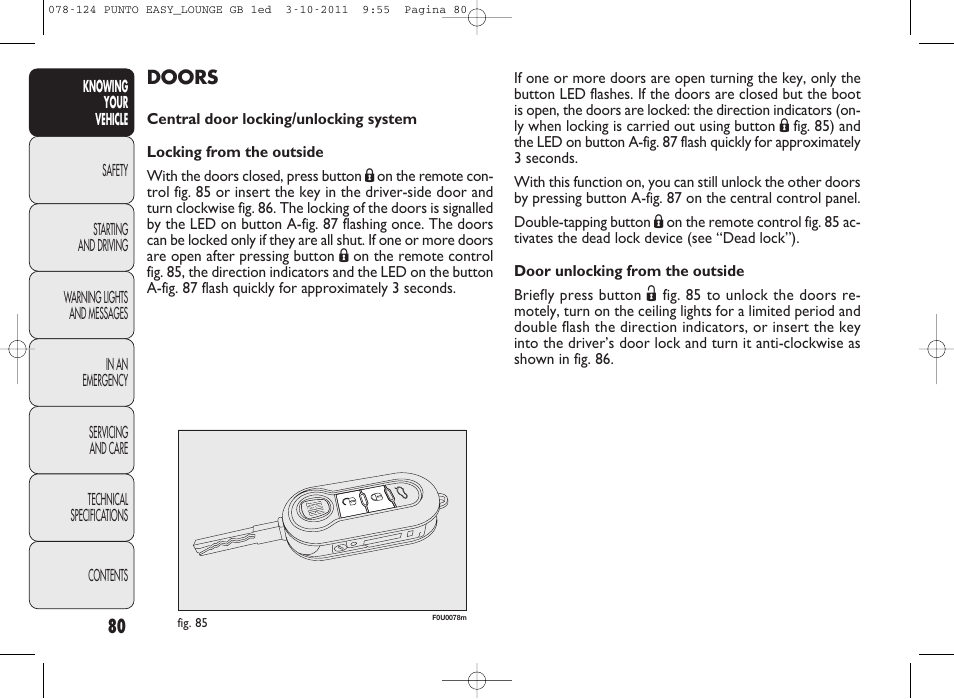 FIAT Punto 2012 User Manual | Page 82 / 267