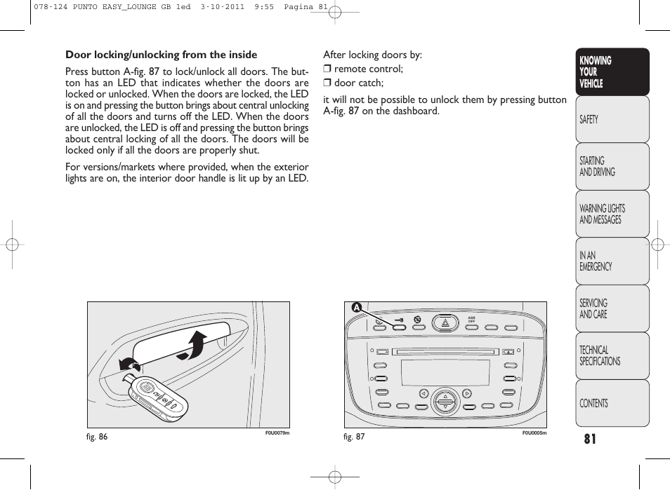 FIAT Punto 2012 User Manual | Page 83 / 267