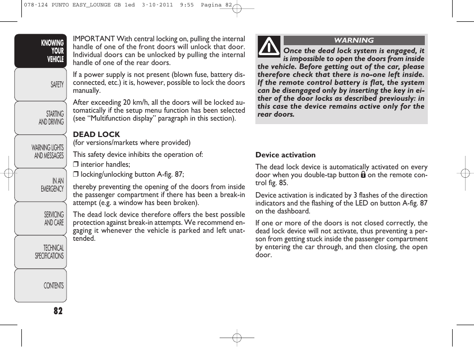 FIAT Punto 2012 User Manual | Page 84 / 267