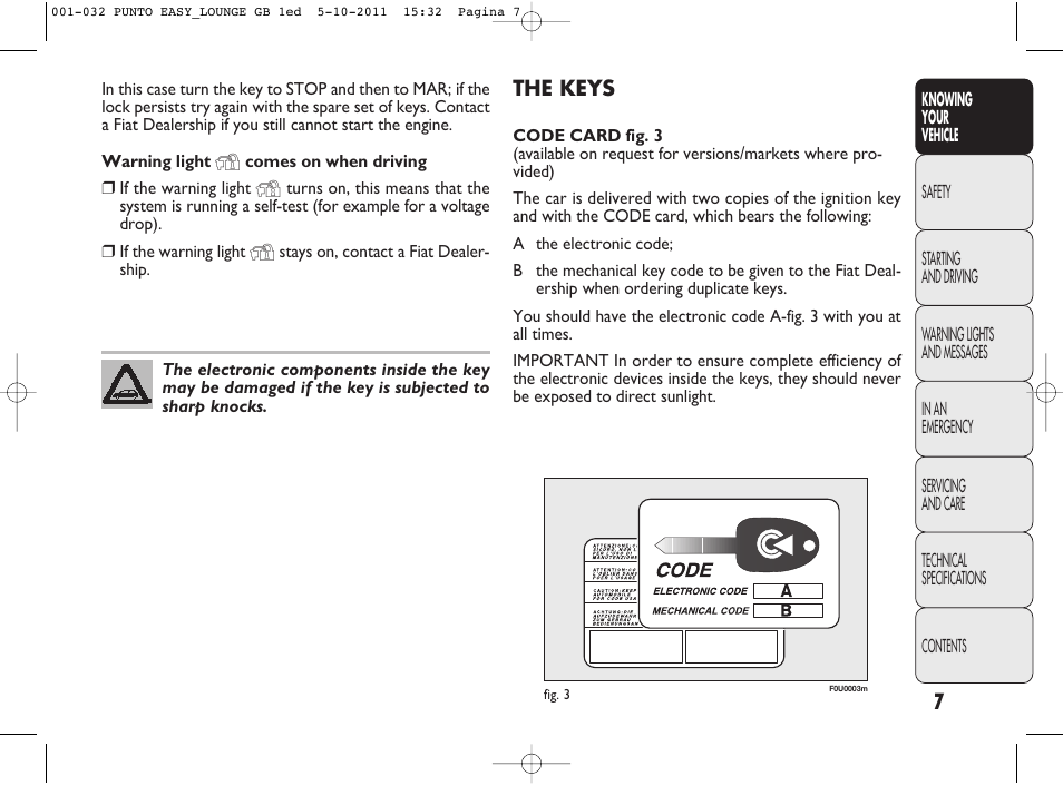 FIAT Punto 2012 User Manual | Page 9 / 267