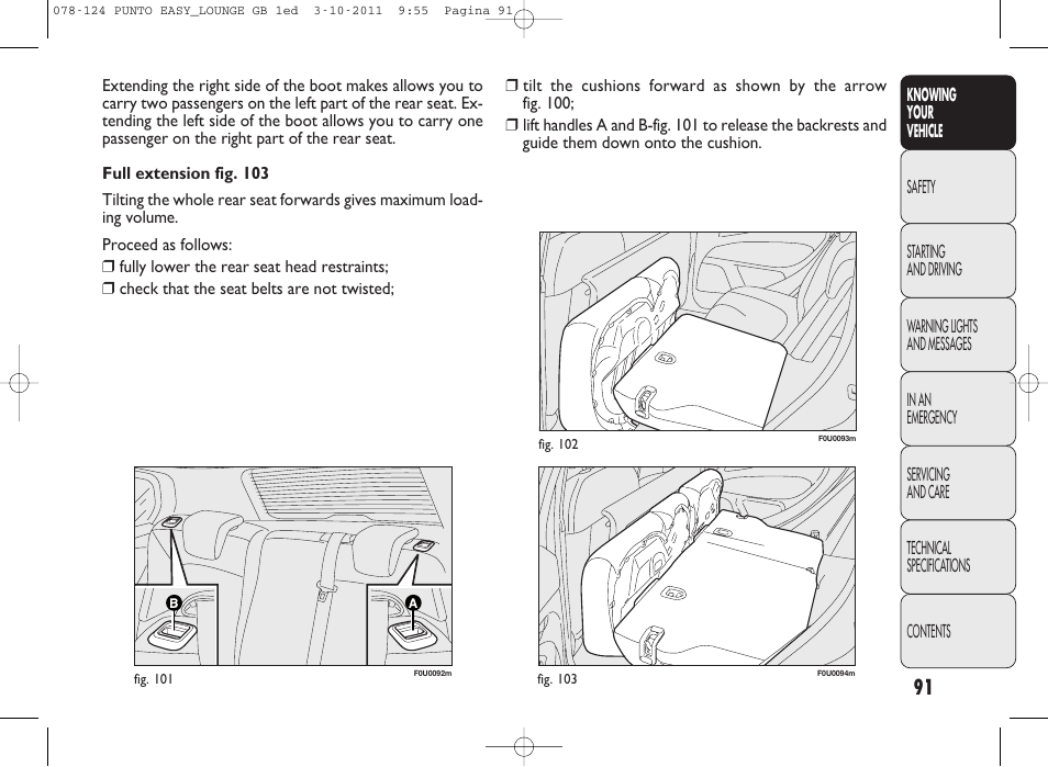 FIAT Punto 2012 User Manual | Page 93 / 267