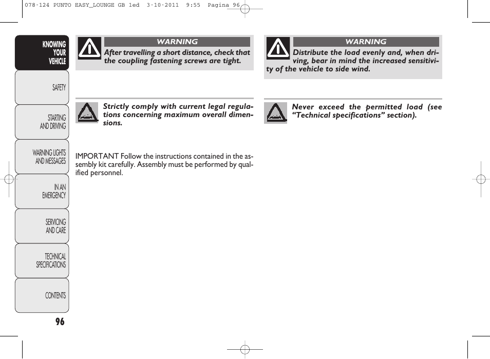 FIAT Punto 2012 User Manual | Page 98 / 267