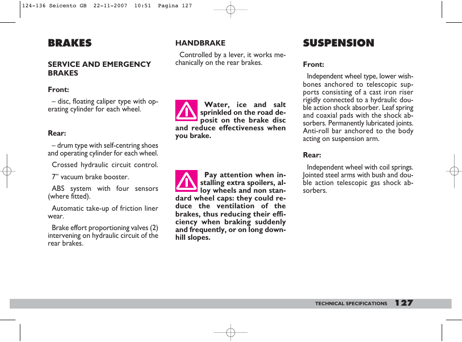 Brakes, Suspension | FIAT 600 User Manual | Page 128 / 146