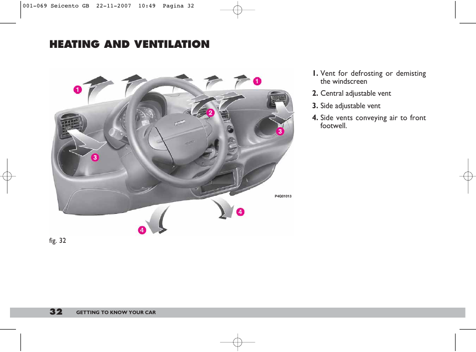 Heating and ventilation | FIAT 600 User Manual | Page 33 / 146