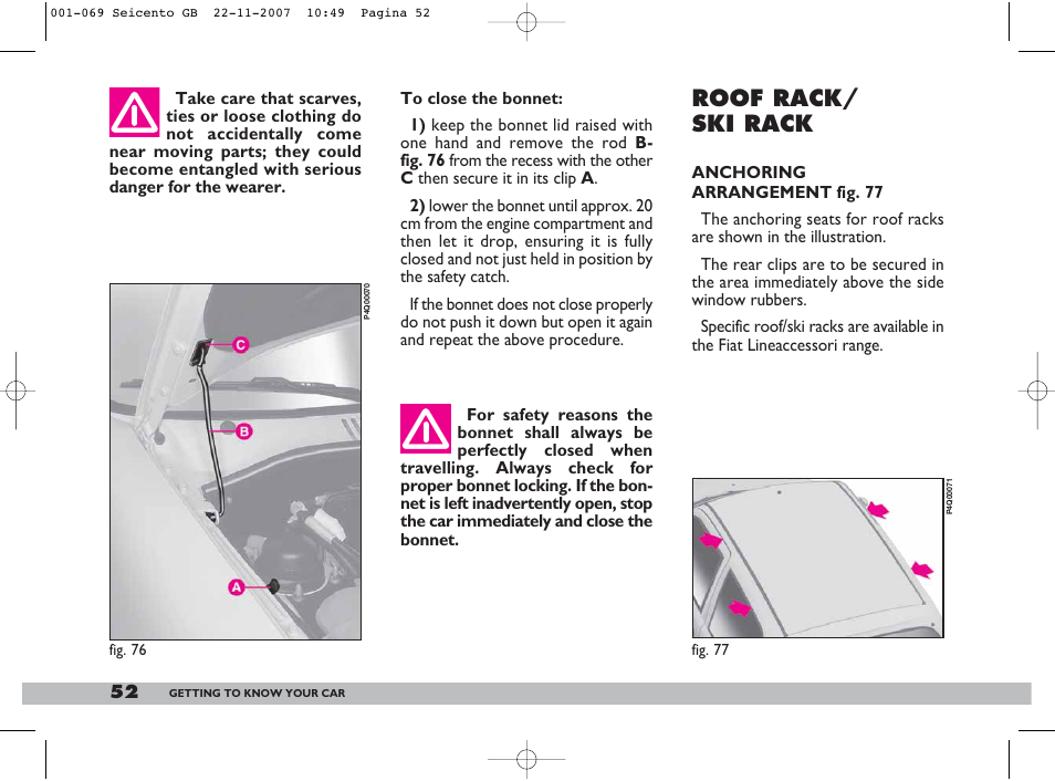 Roof rack/ ski rack | FIAT 600 User Manual | Page 53 / 146