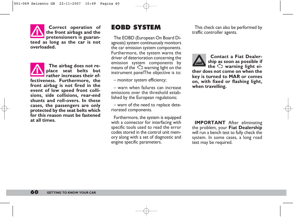 Eobd system | FIAT 600 User Manual | Page 61 / 146