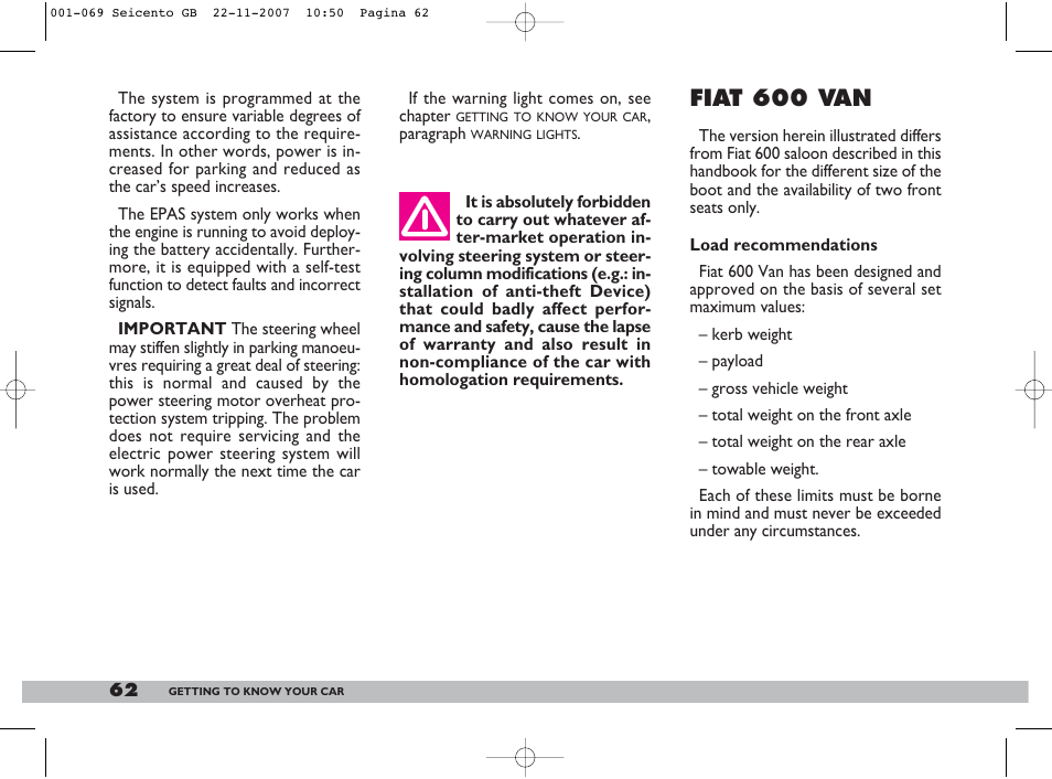 Fiat 600 van | FIAT 600 User Manual | Page 63 / 146