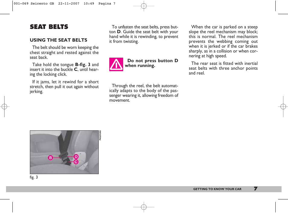 Seat belts | FIAT 600 User Manual | Page 8 / 146