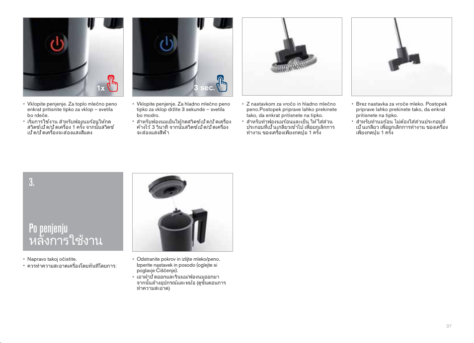 Po penjenju ࡢ࡜ࡨ࠾࠸ࡩ࡚ࡶࡁᕎ࠾ࡩࡐ, 1x 3 sec | CREMESSO Milk frother User Manual | Page 37 / 44