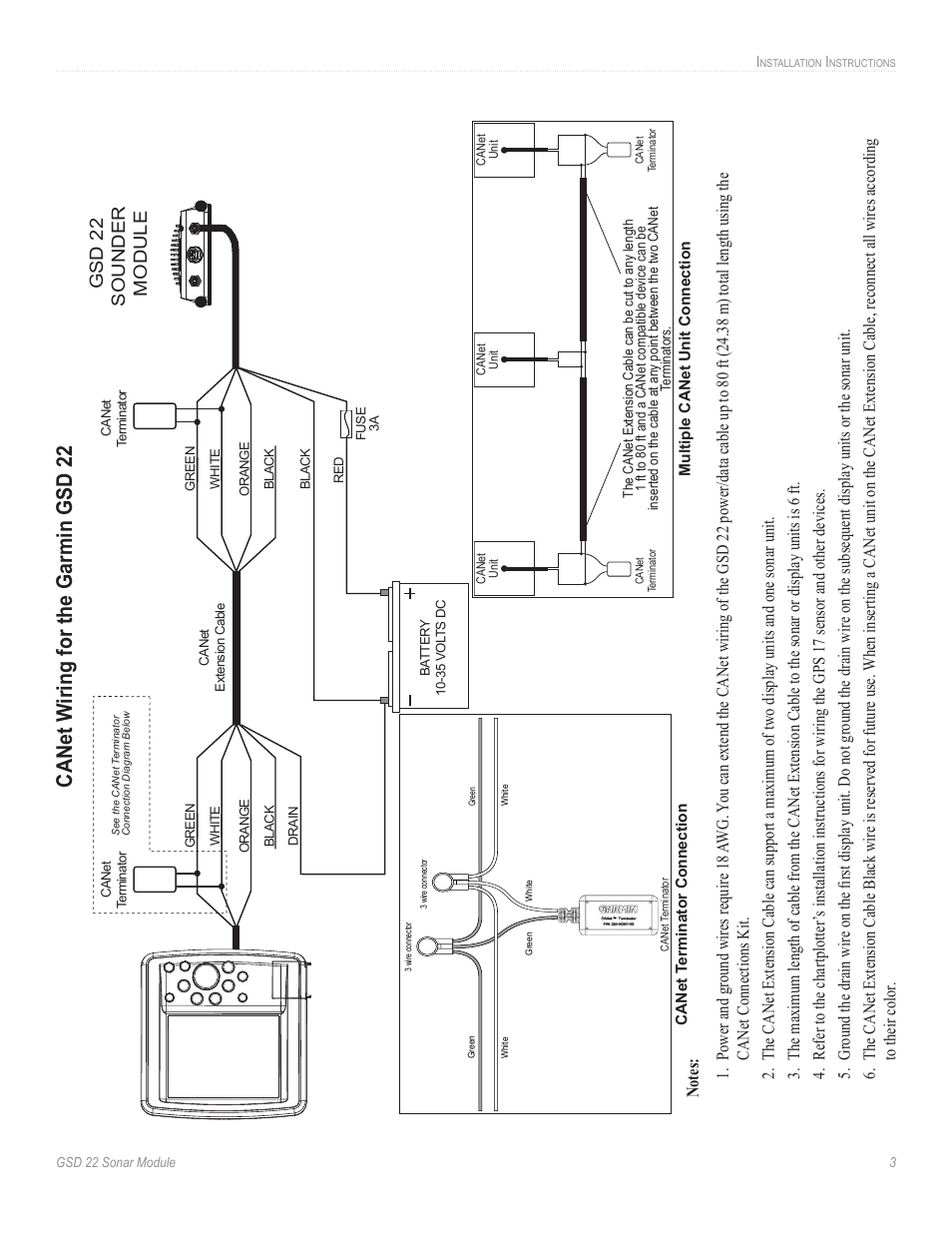 Canet w iring for the garmin gsd 22, Gsd 22 sounder module | Garmin GSD 22 User Manual | Page 5 / 10