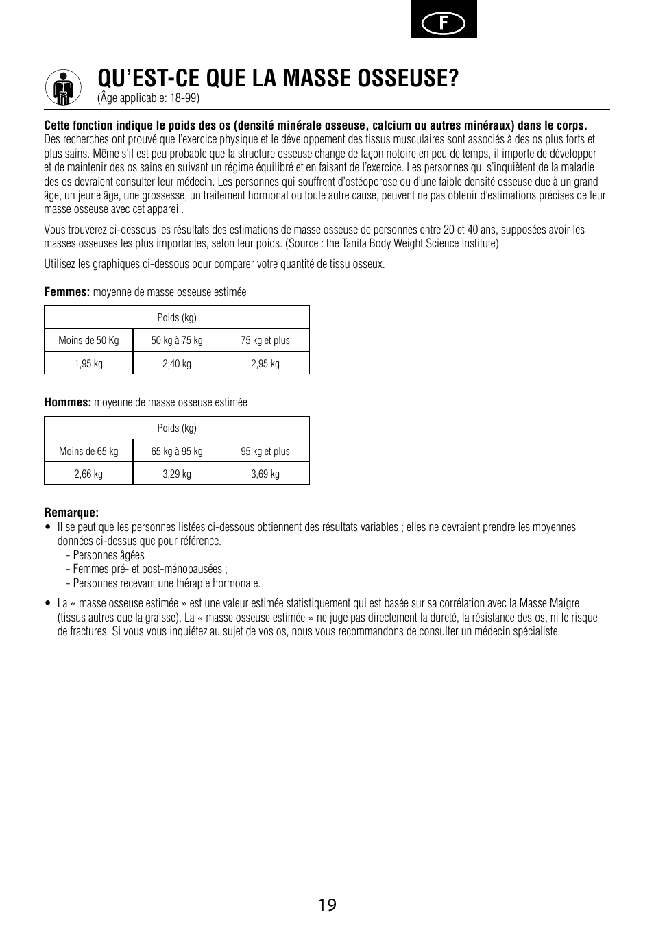 Qu’est-ce que la masse osseuse | Garmin Tanita BC 1000 User Manual | Page 19 / 44