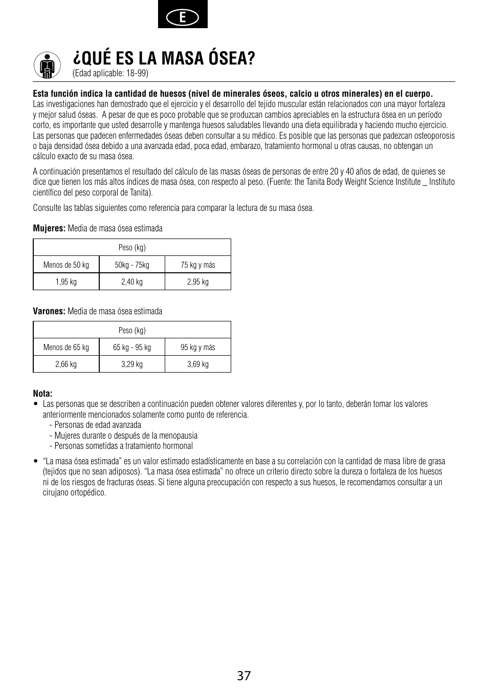 Qué es la masa ósea | Garmin Tanita BC 1000 User Manual | Page 37 / 44