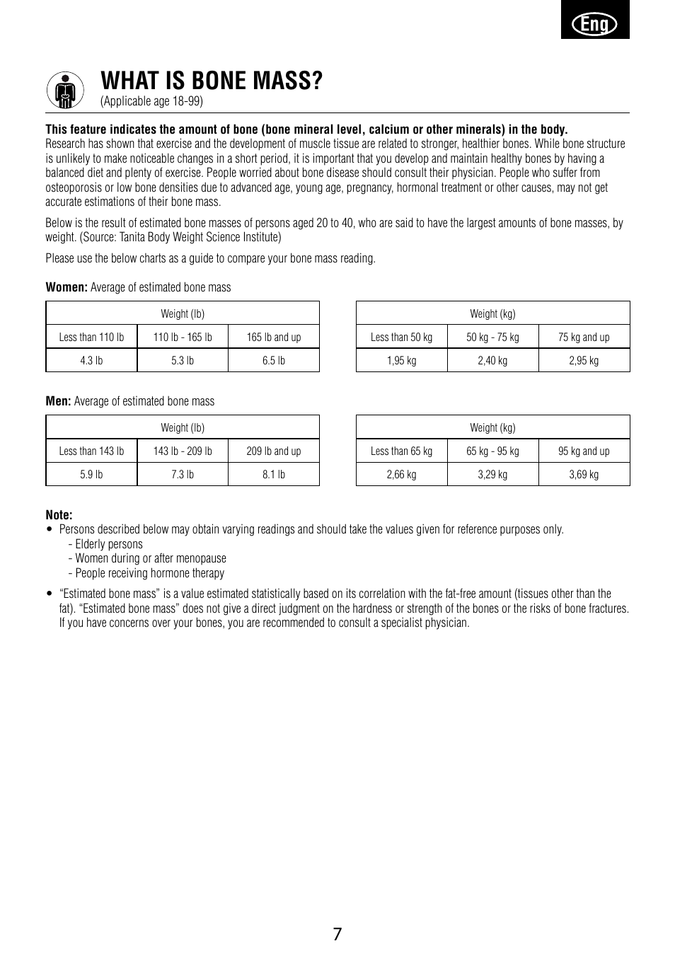 What is bone mass | Garmin Tanita BC 1000 User Manual | Page 7 / 44