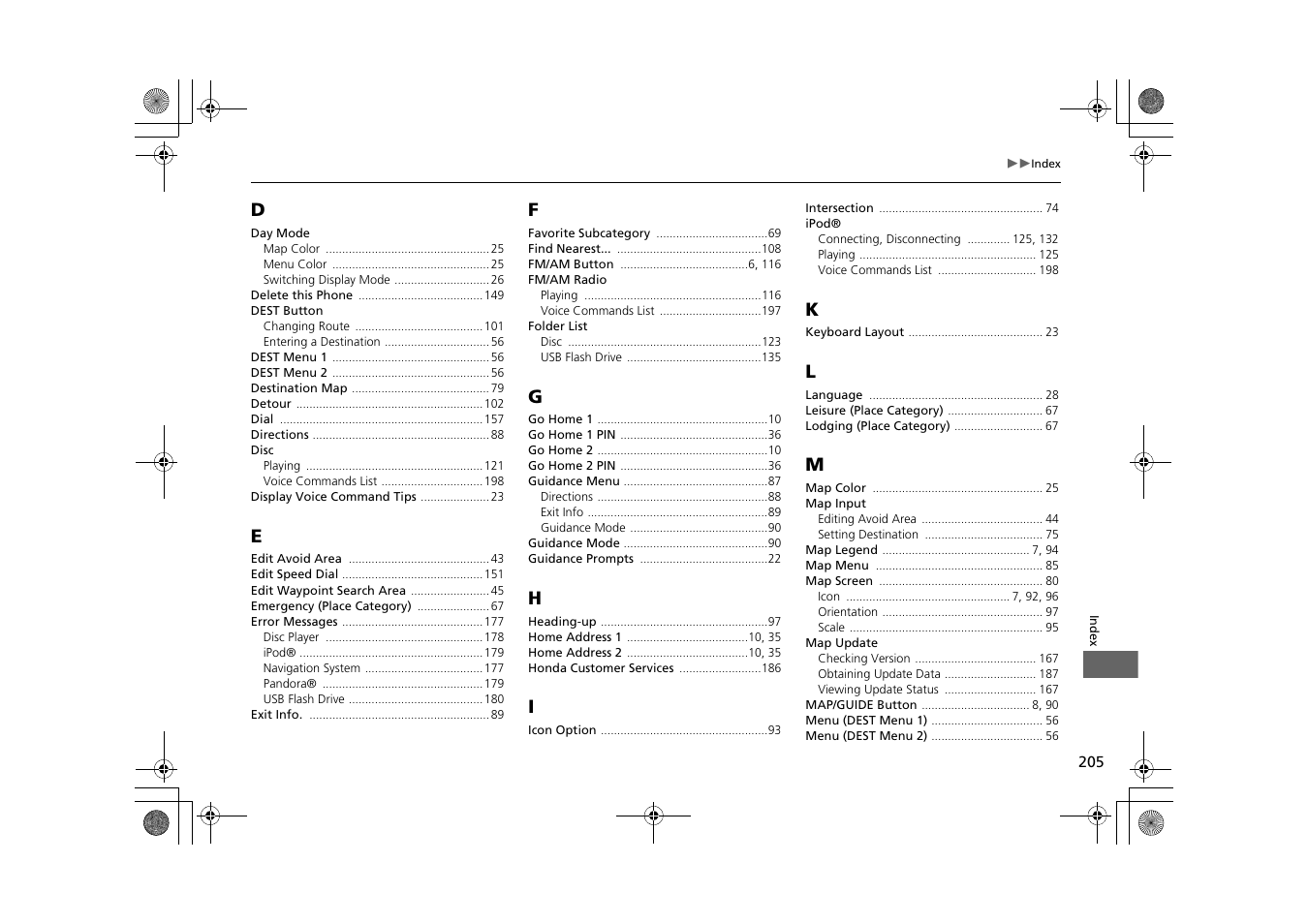 HONDA 2013 CR-Z Navigation User Manual | Page 207 / 209