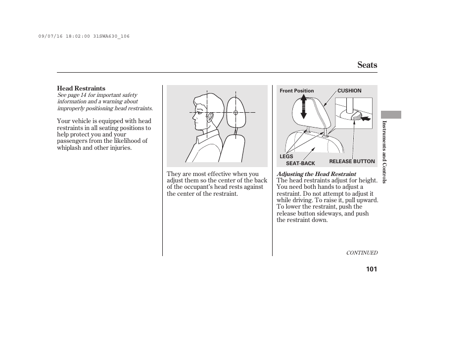 Seats | HONDA 2010 CR-V User Manual | Page 107 / 446