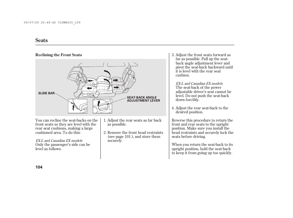 Seats | HONDA 2010 CR-V User Manual | Page 110 / 446