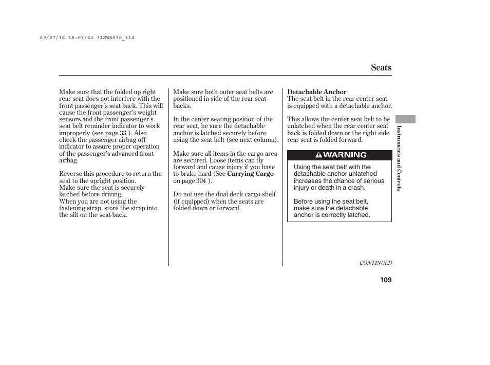 Seats | HONDA 2010 CR-V User Manual | Page 115 / 446