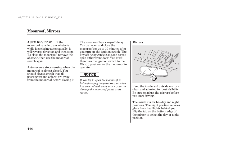 Moonroof, mirrors | HONDA 2010 CR-V User Manual | Page 120 / 446