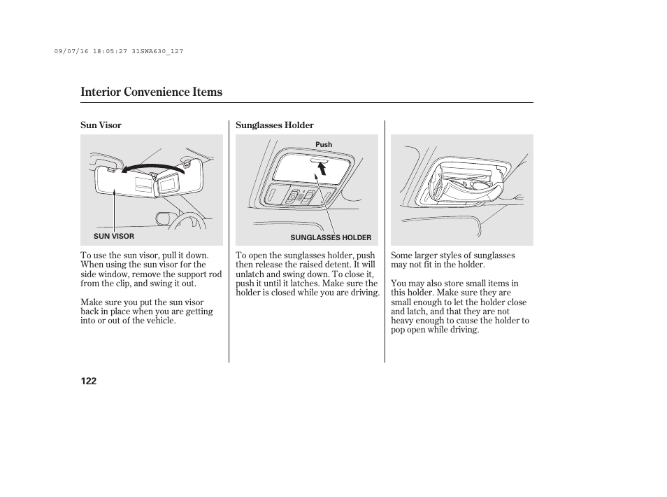 Interior convenience items | HONDA 2010 CR-V User Manual | Page 128 / 446