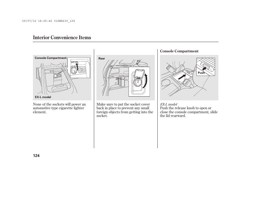 Interior convenience items | HONDA 2010 CR-V User Manual | Page 130 / 446
