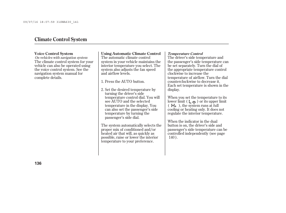 Climate control system | HONDA 2010 CR-V User Manual | Page 142 / 446