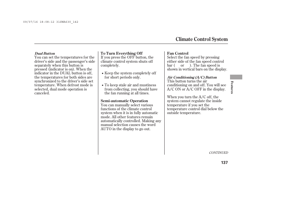 Climate control system | HONDA 2010 CR-V User Manual | Page 143 / 446