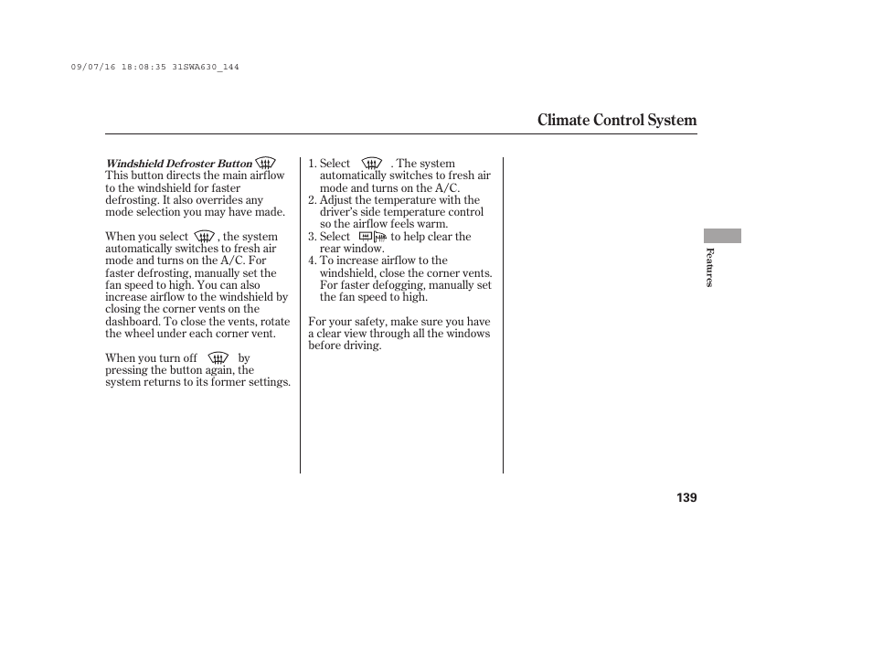 Climate control system | HONDA 2010 CR-V User Manual | Page 145 / 446