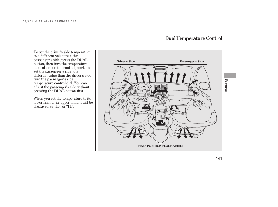 Dual temperature control | HONDA 2010 CR-V User Manual | Page 147 / 446
