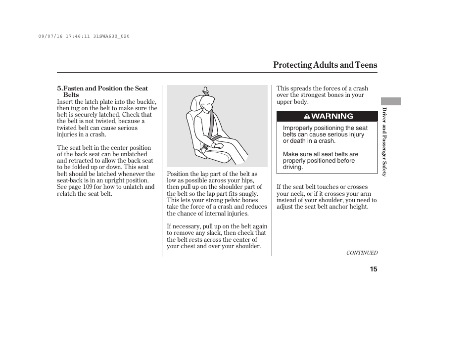 Protecting adults and teens | HONDA 2010 CR-V User Manual | Page 21 / 446