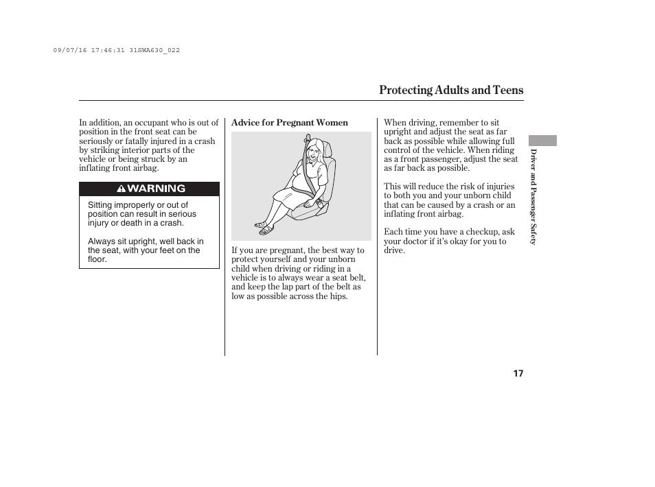Protecting adults and teens | HONDA 2010 CR-V User Manual | Page 23 / 446