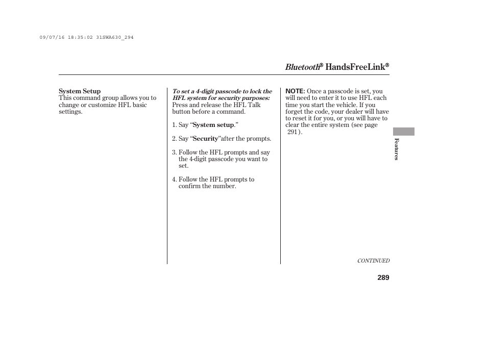 Handsfreelink, Bluetooth | HONDA 2010 CR-V User Manual | Page 295 / 446