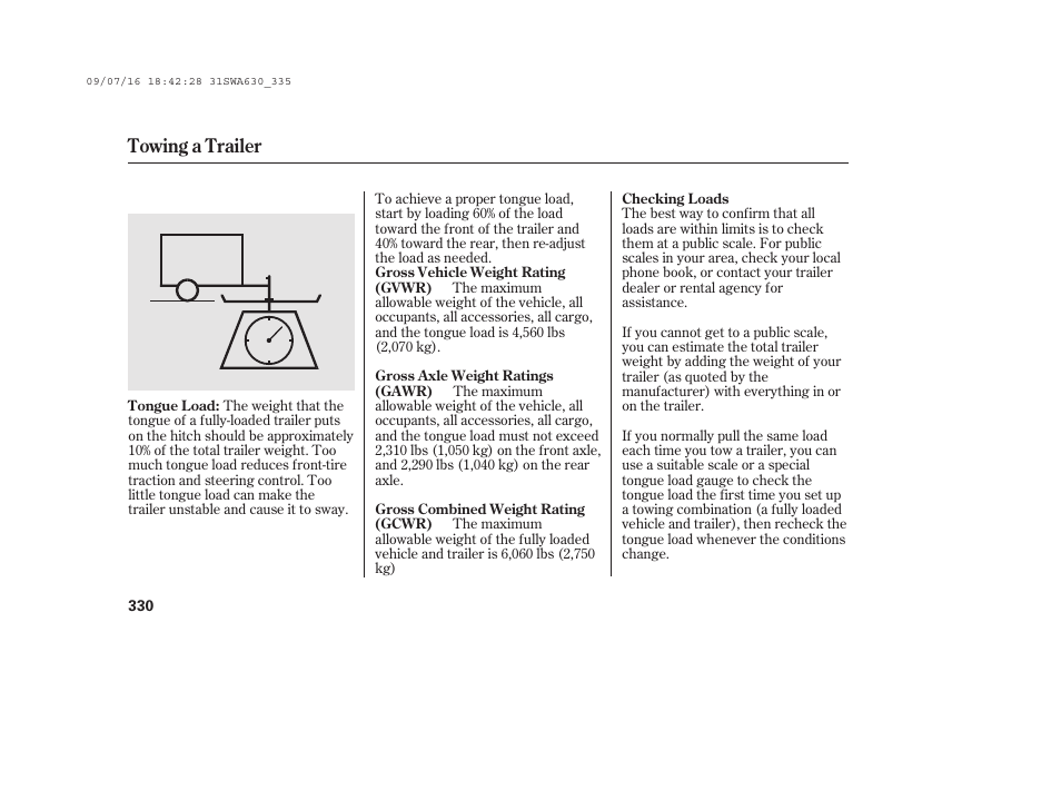 Towing a trailer | HONDA 2010 CR-V User Manual | Page 336 / 446