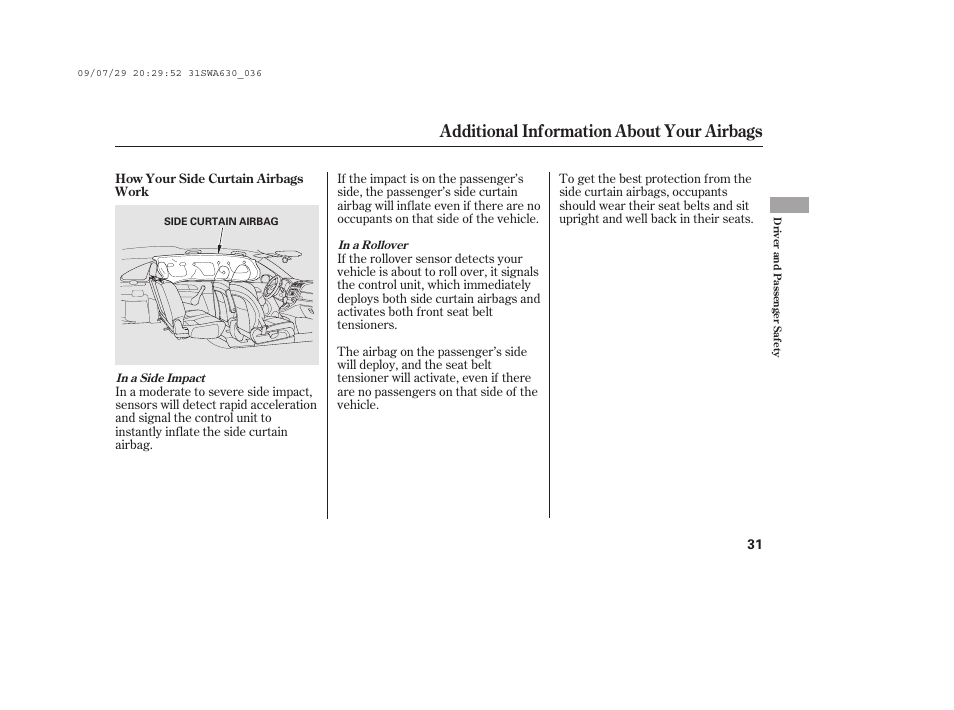 Additional information about your airbags | HONDA 2010 CR-V User Manual | Page 37 / 446