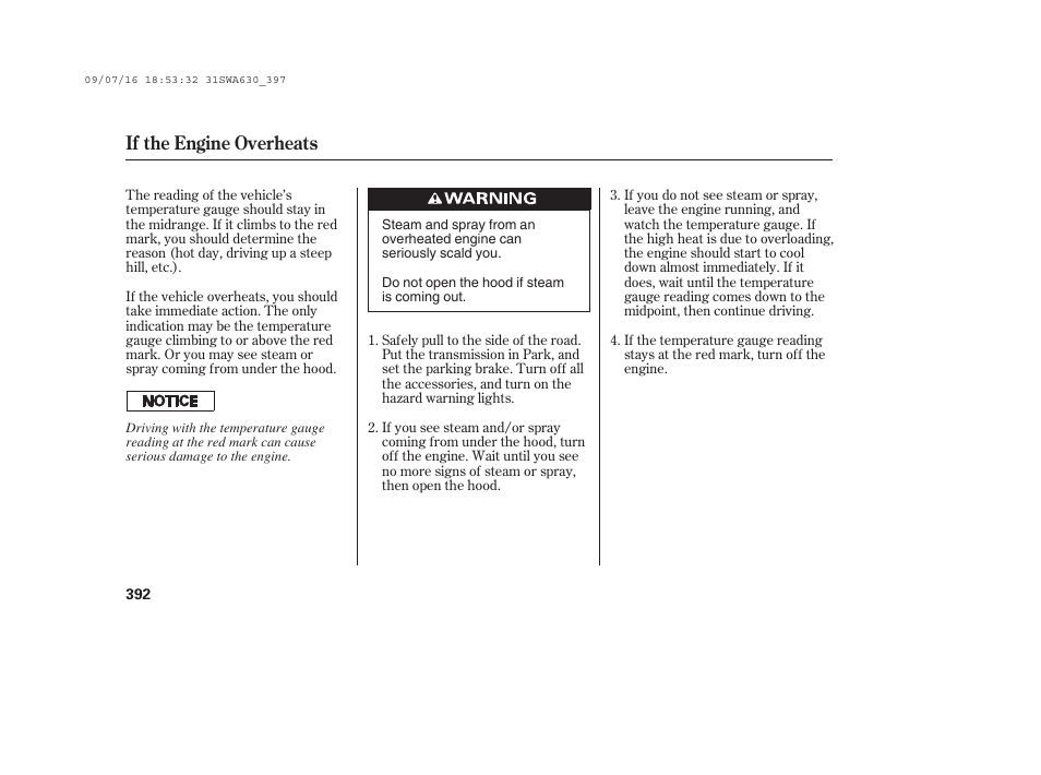 If the engine overheats | HONDA 2010 CR-V User Manual | Page 398 / 446