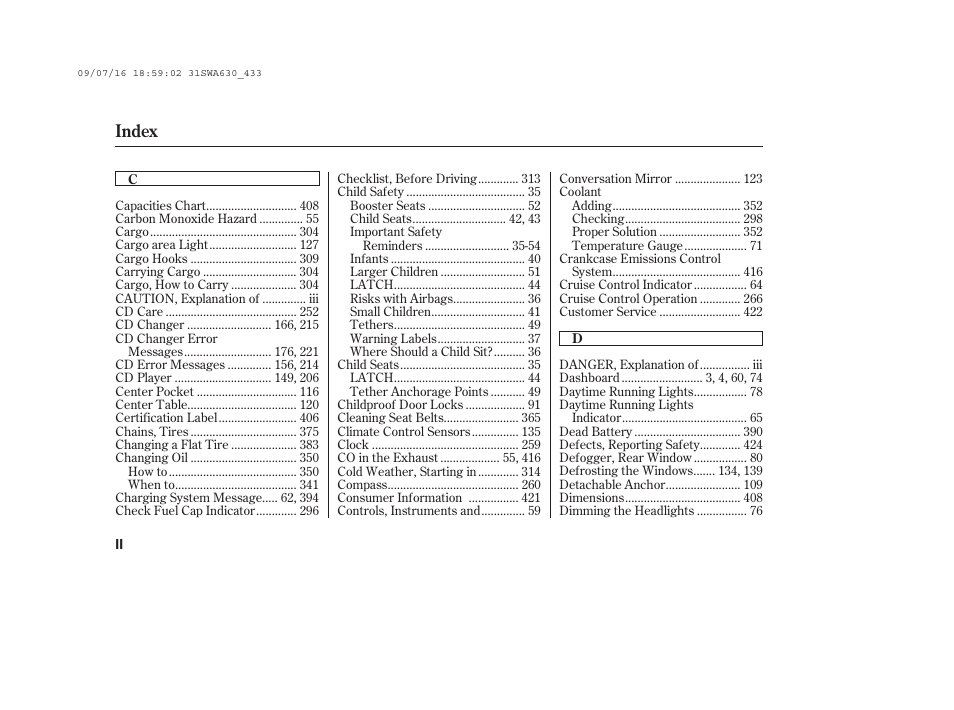Index | HONDA 2010 CR-V User Manual | Page 434 / 446