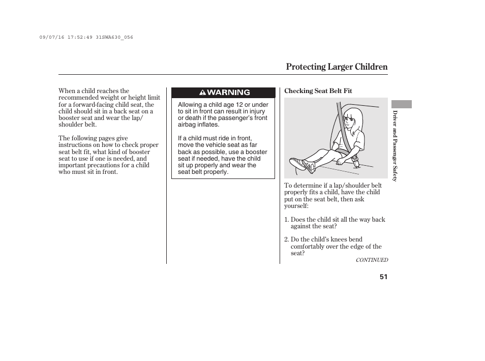 Protecting larger children | HONDA 2010 CR-V User Manual | Page 57 / 446